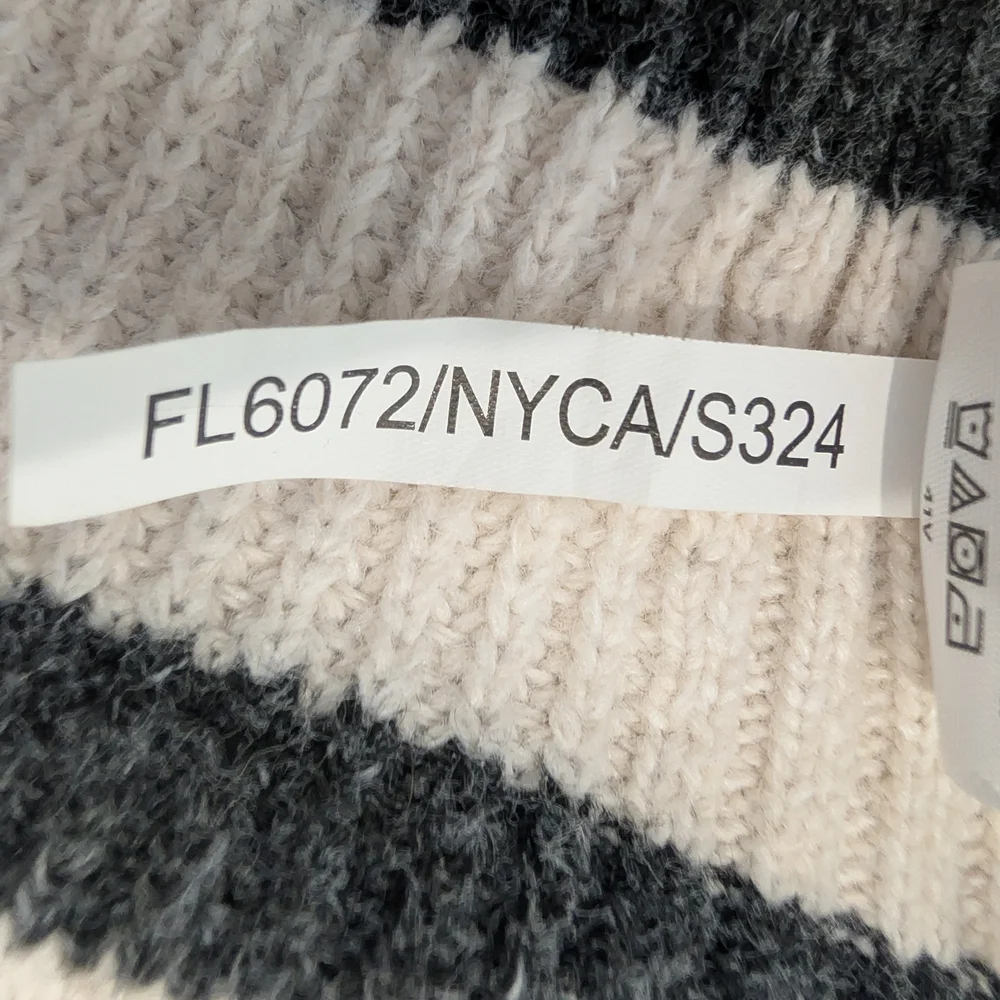 Free Assembly Unisex Half Zip Sweater Size Small Chunky Knit Black Stripes - Picture 6 of 12